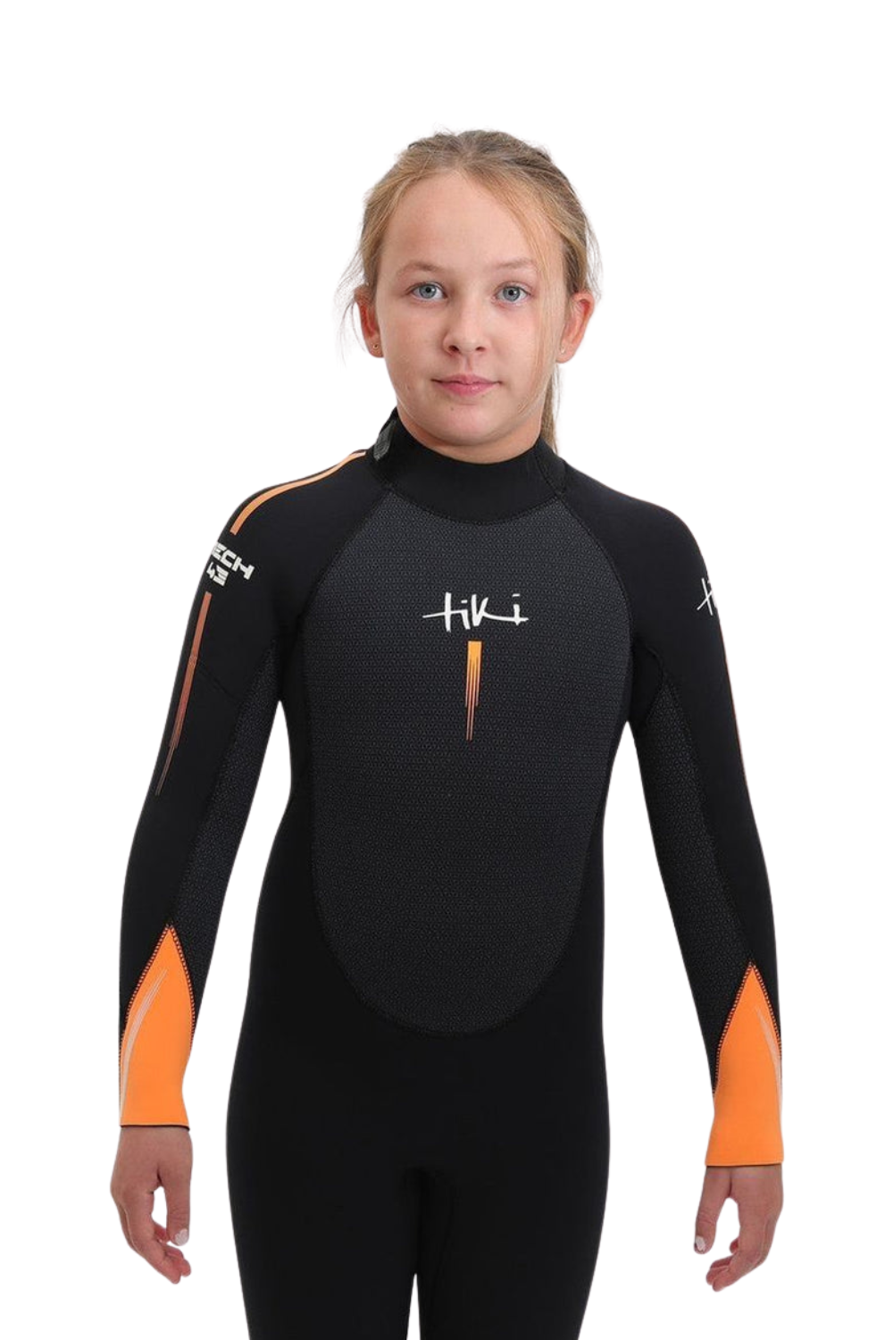 Tiki Tech 4/3mm Junior Wetsuit Back Zip Black/Orange