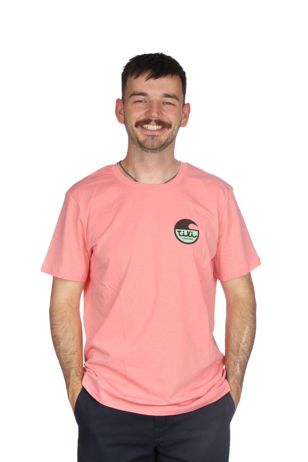 Tiki Surfboard Logo T-Shirt Logo Pink