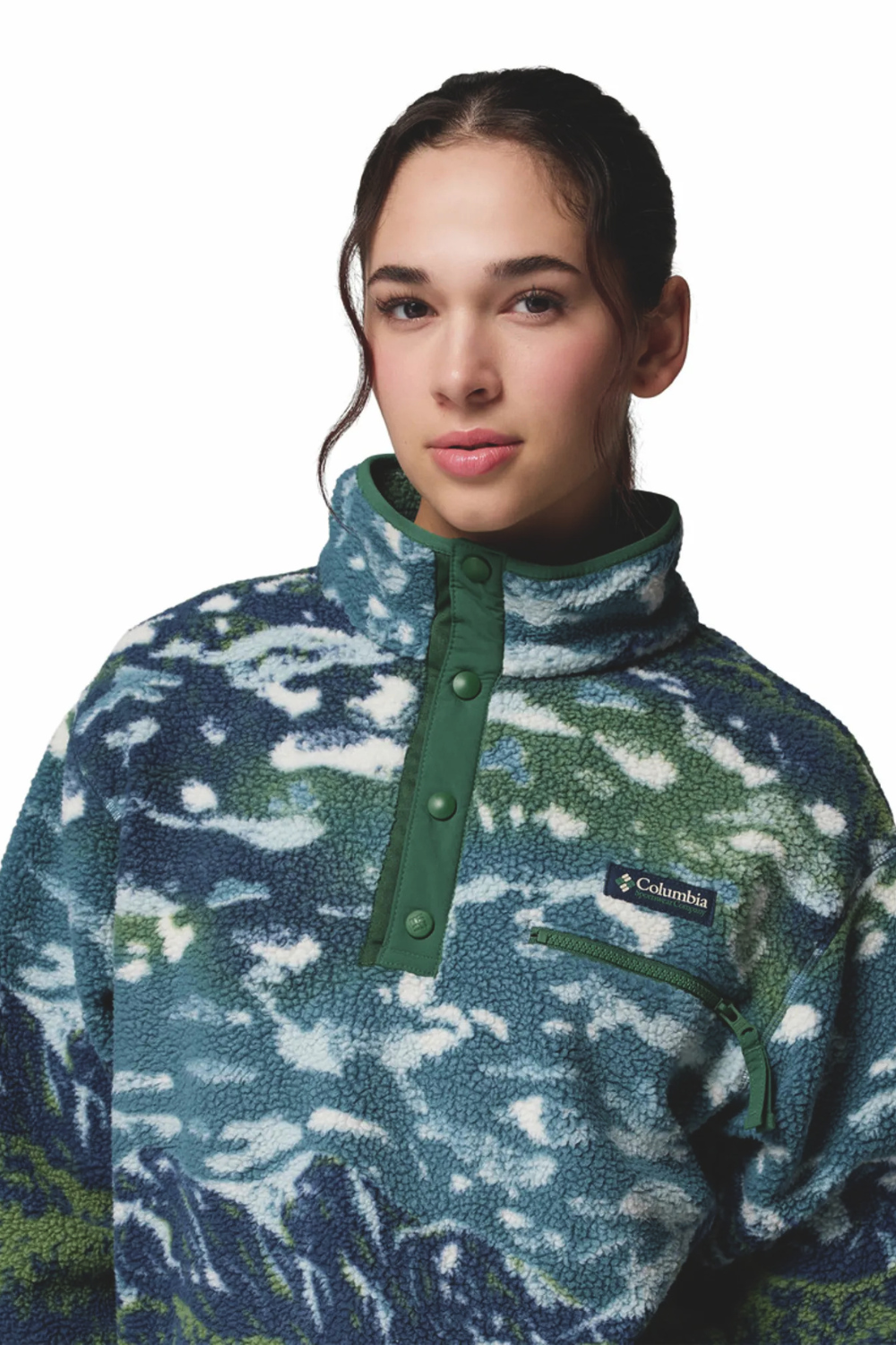 Columbia Helvetia II Printed Cropped Half Snap Fleece Everblue Sisters Rain Forest
