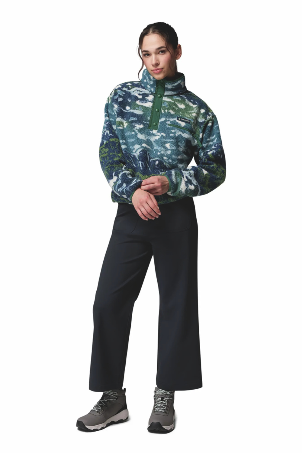 Columbia Helvetia II Printed Cropped Half Snap Fleece Everblue Sisters Rain Forest