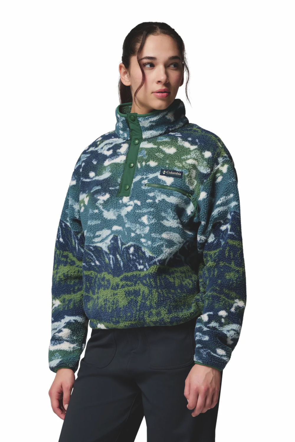 Columbia Helvetia II Printed Cropped Half Snap Fleece Everblue Sisters Rain Forest