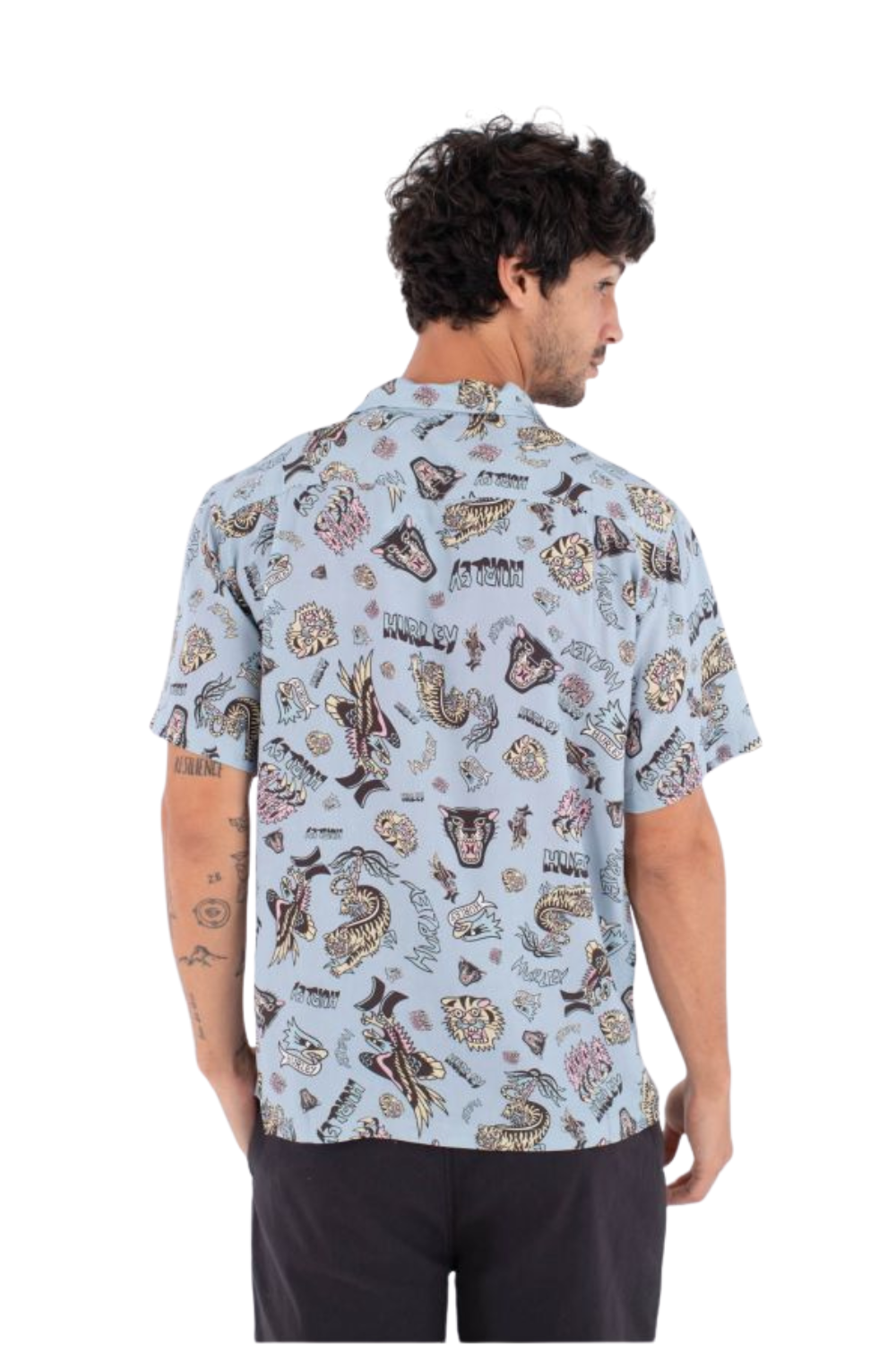 Hurley Etam Mens Short Sleeve Shirt Worker Blue