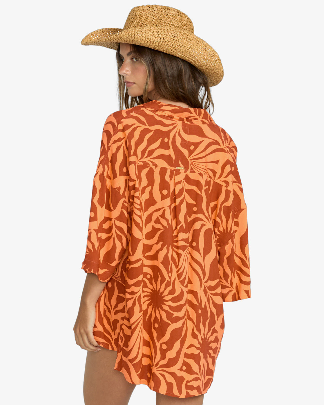 Billabong Beach Side Printed Short Sleeve Woven Shirt Orange Squeeze