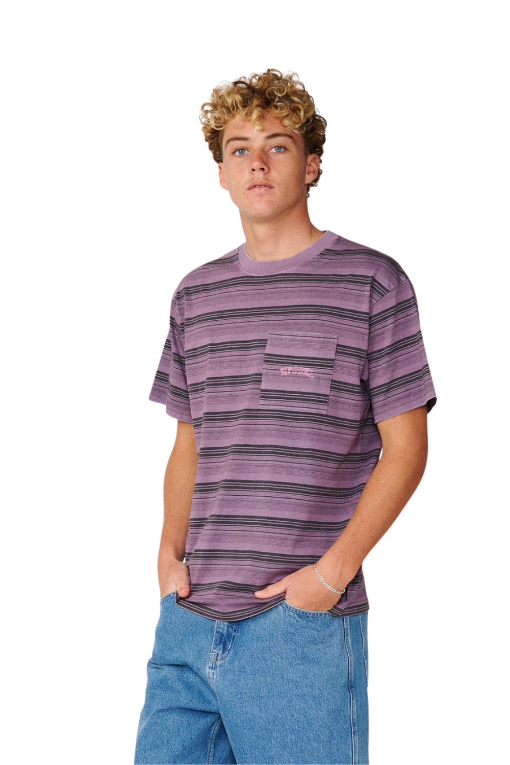 Rip Curl Disorder Mens Stripe T-Shirt Dusty Purple