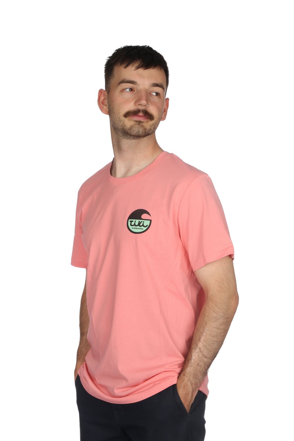 Tiki Surfboard Logo T-Shirt Logo Pink