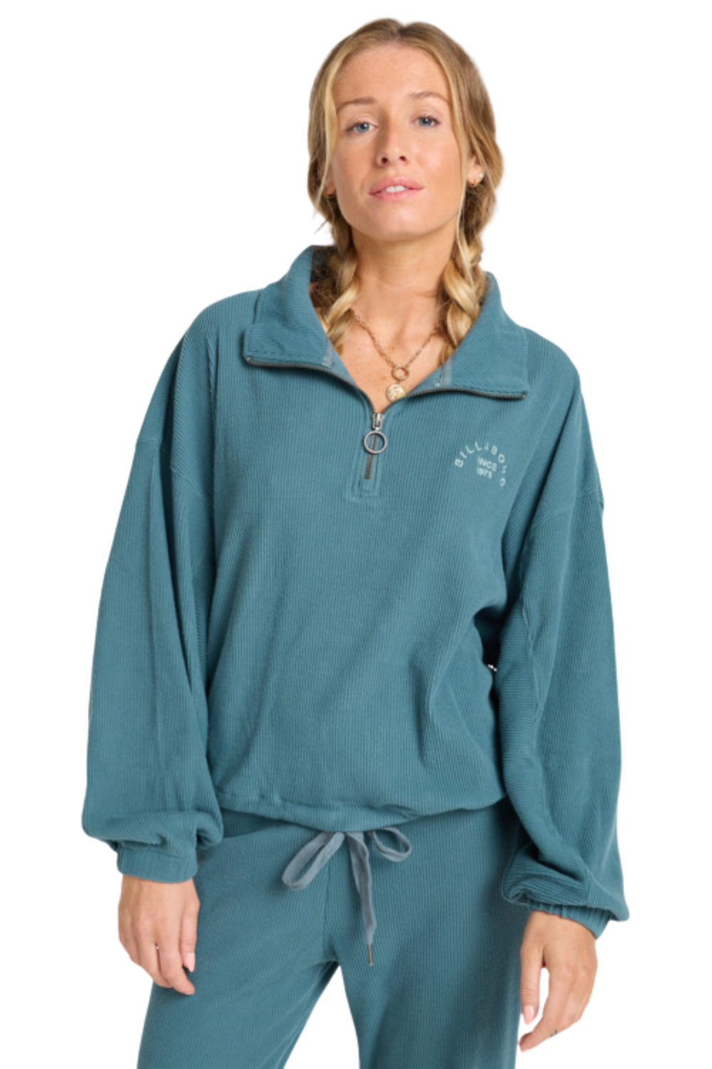 Billabong Coffee Time Rib Knit Top Slate Blue