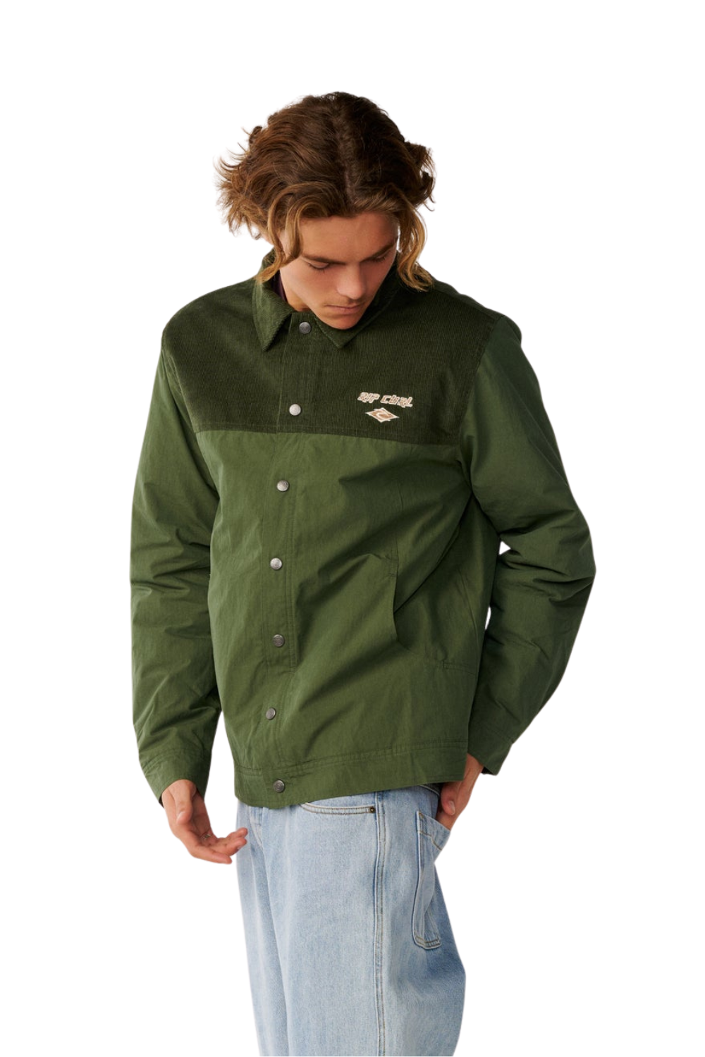 Rip Curl Classic Surf Mens Cord Puffer Jacket Dark Olive