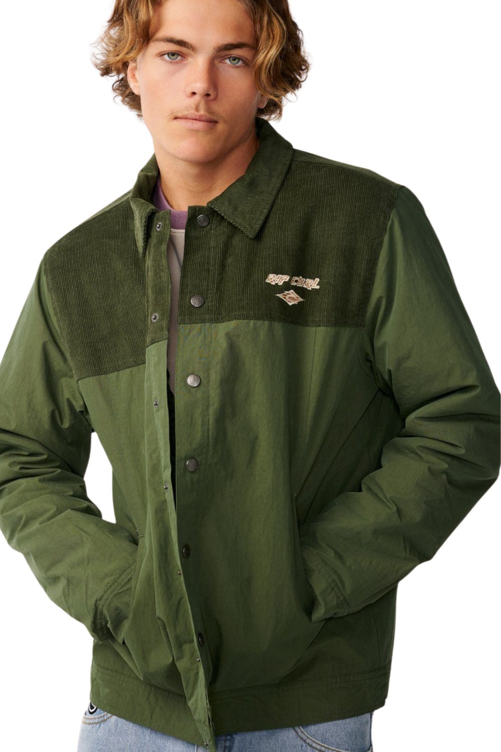 Rip Curl Classic Surf Mens Cord Puffer Jacket Dark Olive