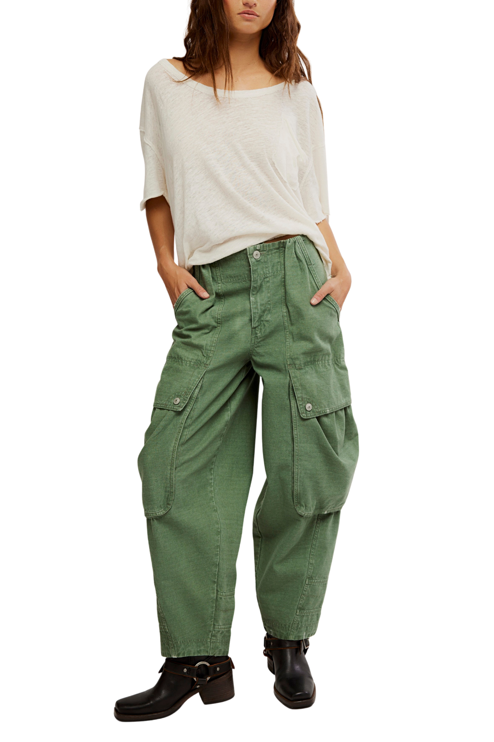 Free People Brentwood Slouch Pants Aged Green