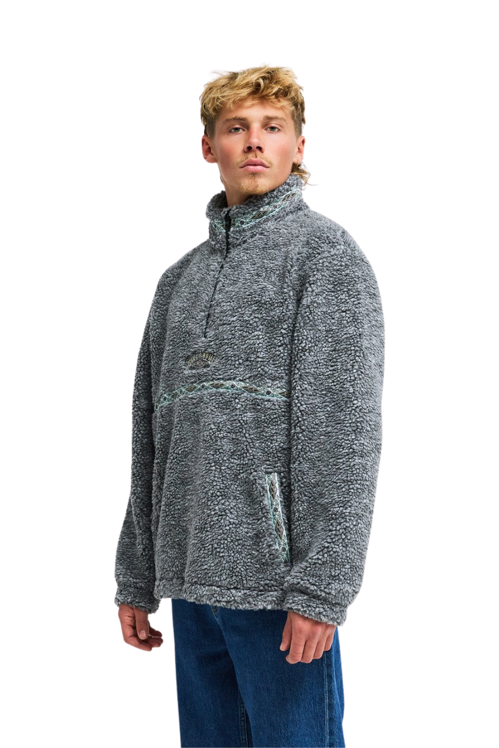 Billabong Since 73 Tombstone Mens Half Zip Sherpa Fleece Raven