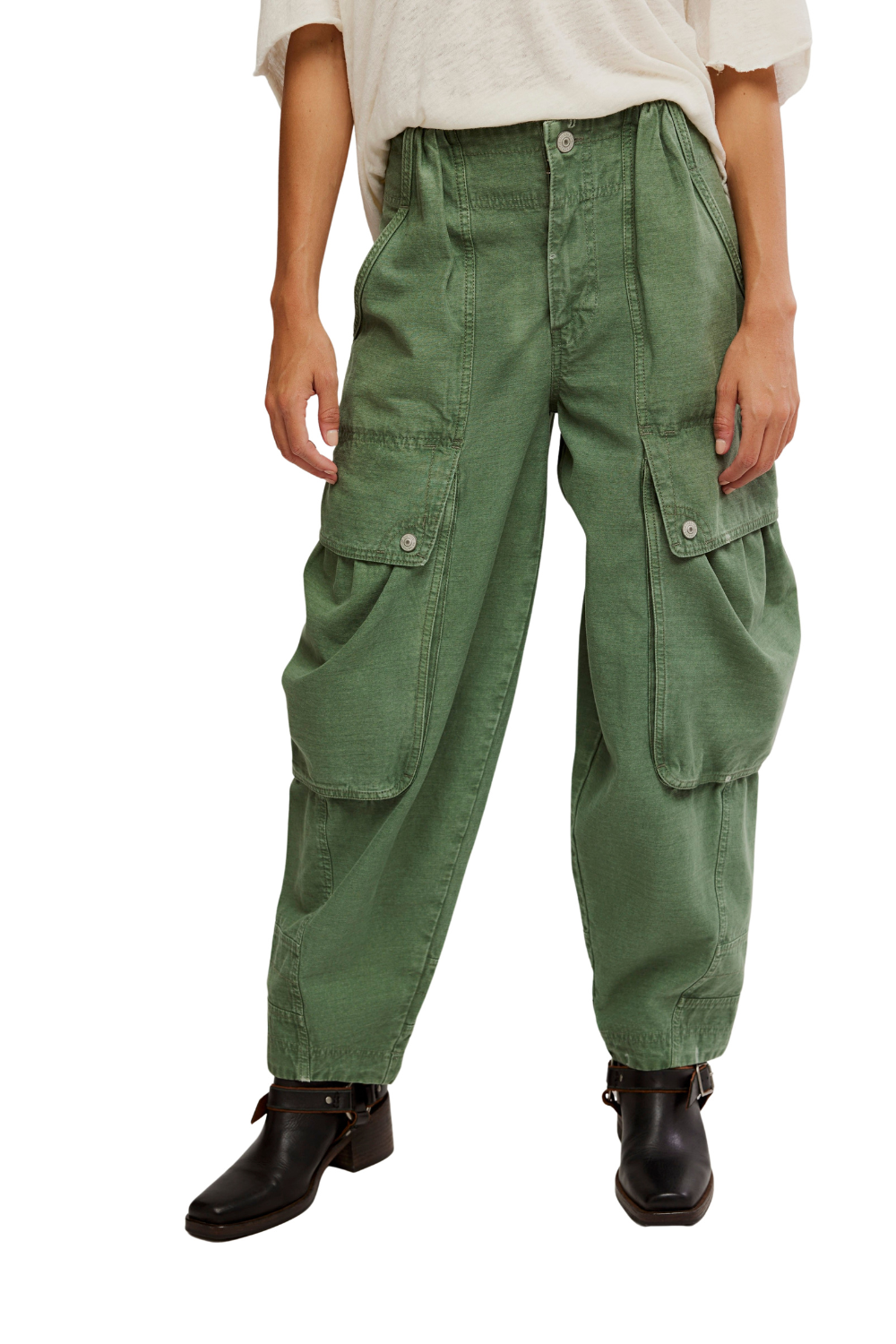 Free People Brentwood Slouch Pants Aged Green