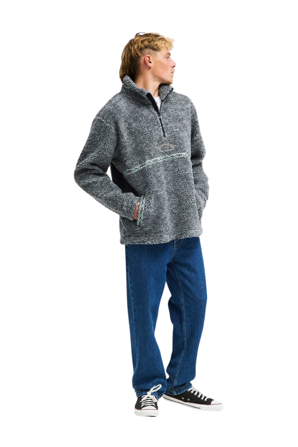 Billabong Since 73 Tombstone Mens Half Zip Sherpa Fleece Raven