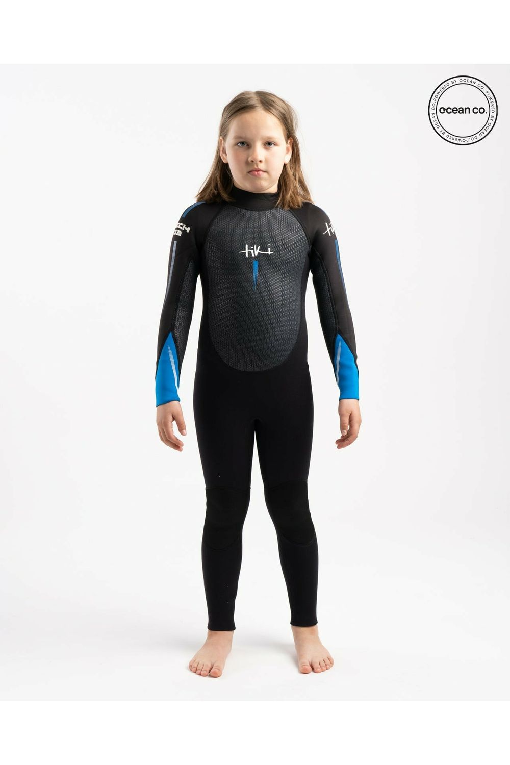 Tiki Tech Junior 3/2 Wetsuit with Back Zip - Black Blue