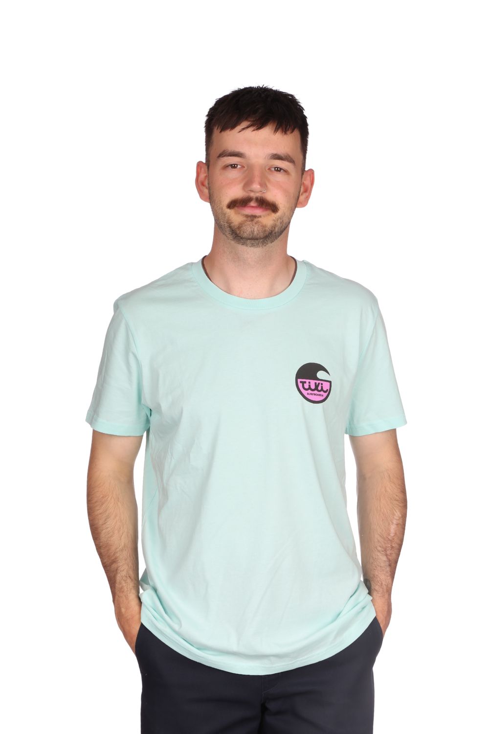 Tiki Surfboard Logo T-Shirt Carribean Blue