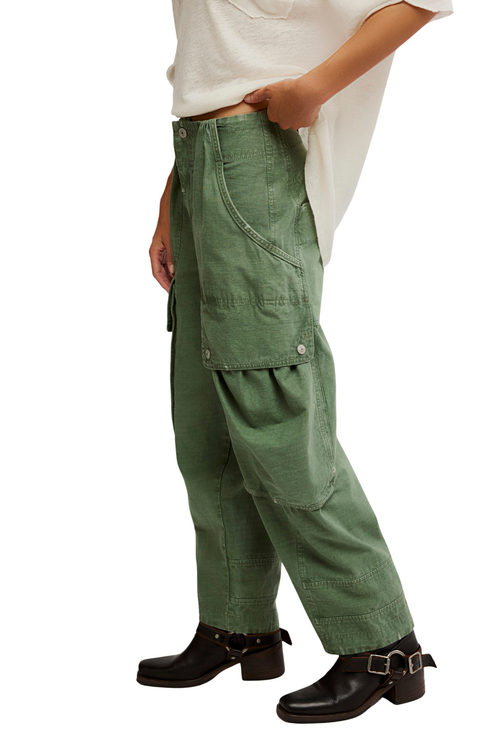 Free People Brentwood Slouch Pants Aged Green