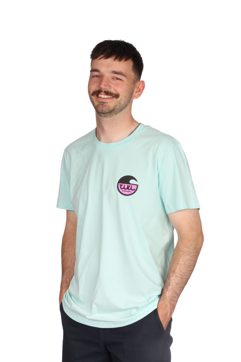 Tiki Surfboard Logo T-Shirt Carribean Blue