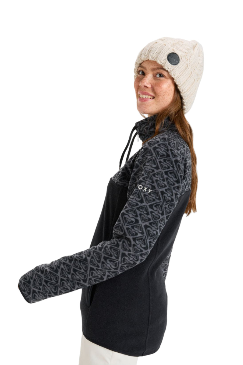 Roxy Sayna Half Zip Fleece True Black Roxygram Tonal