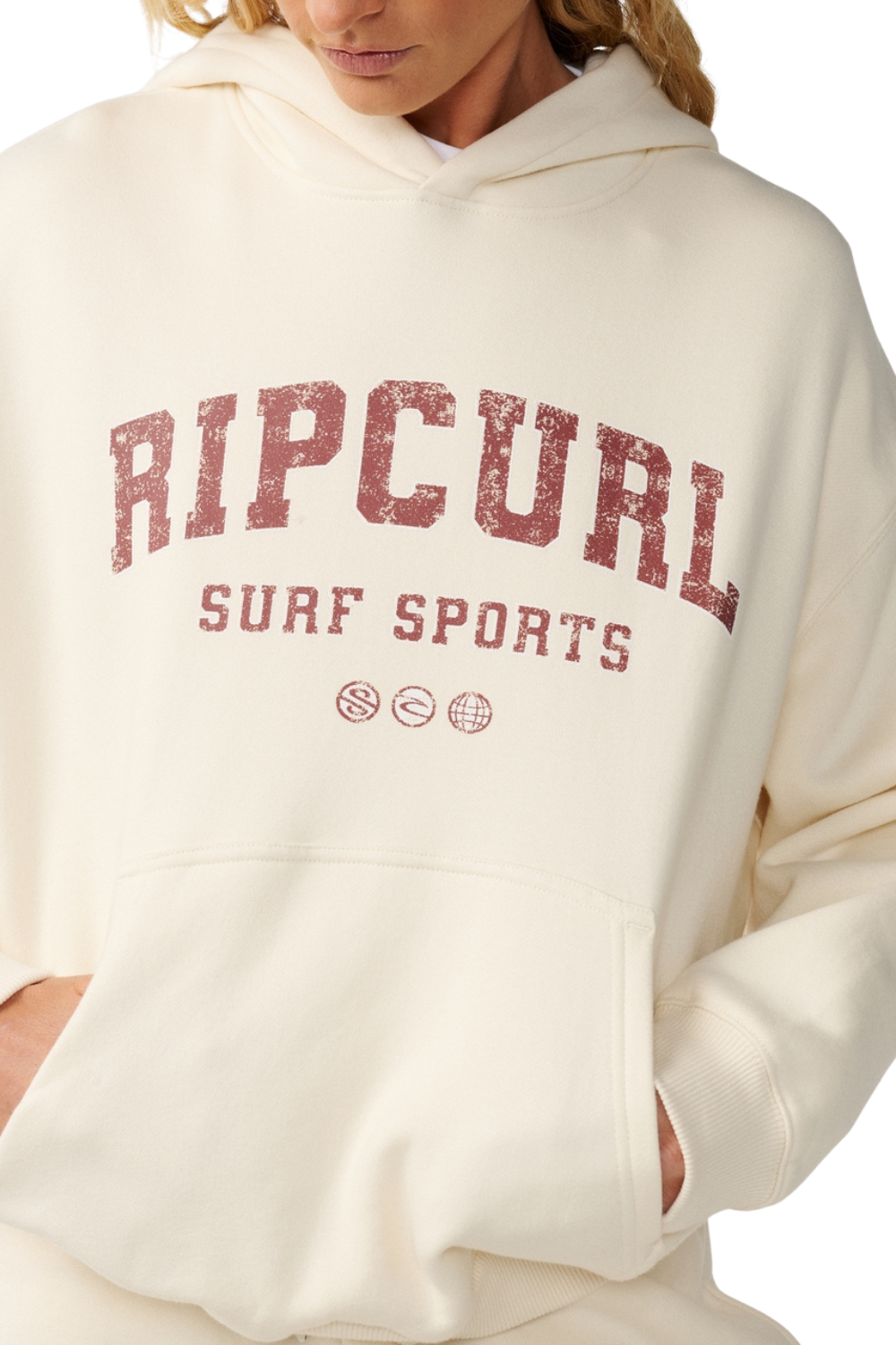 Rip Curl Varsity Womens Sports Hoodie Bone