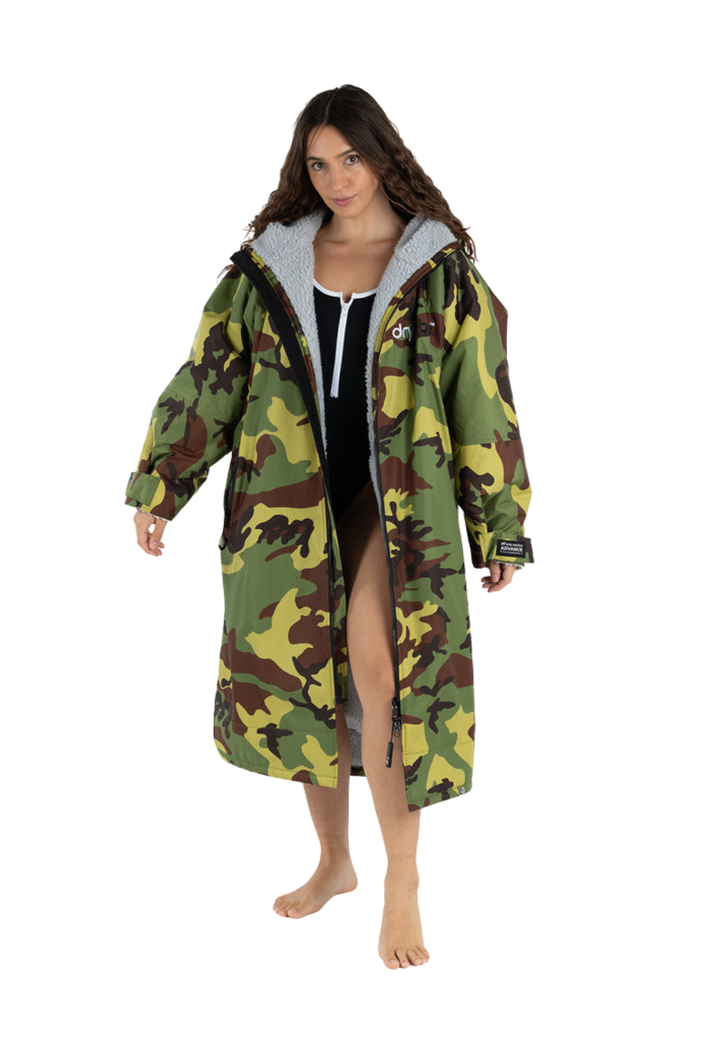 Dryrobe Adults Remix Long Sleeve Changing Robe Green Camo/Grey