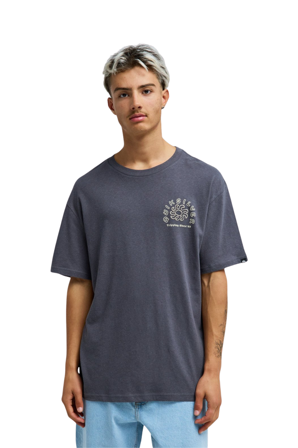 Quiksilver Curve Palm Mens T-Shirt Iron Gate
