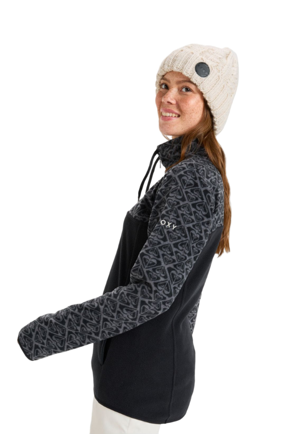 Roxy Sayna Half Zip Fleece True Black Roxygram Tonal