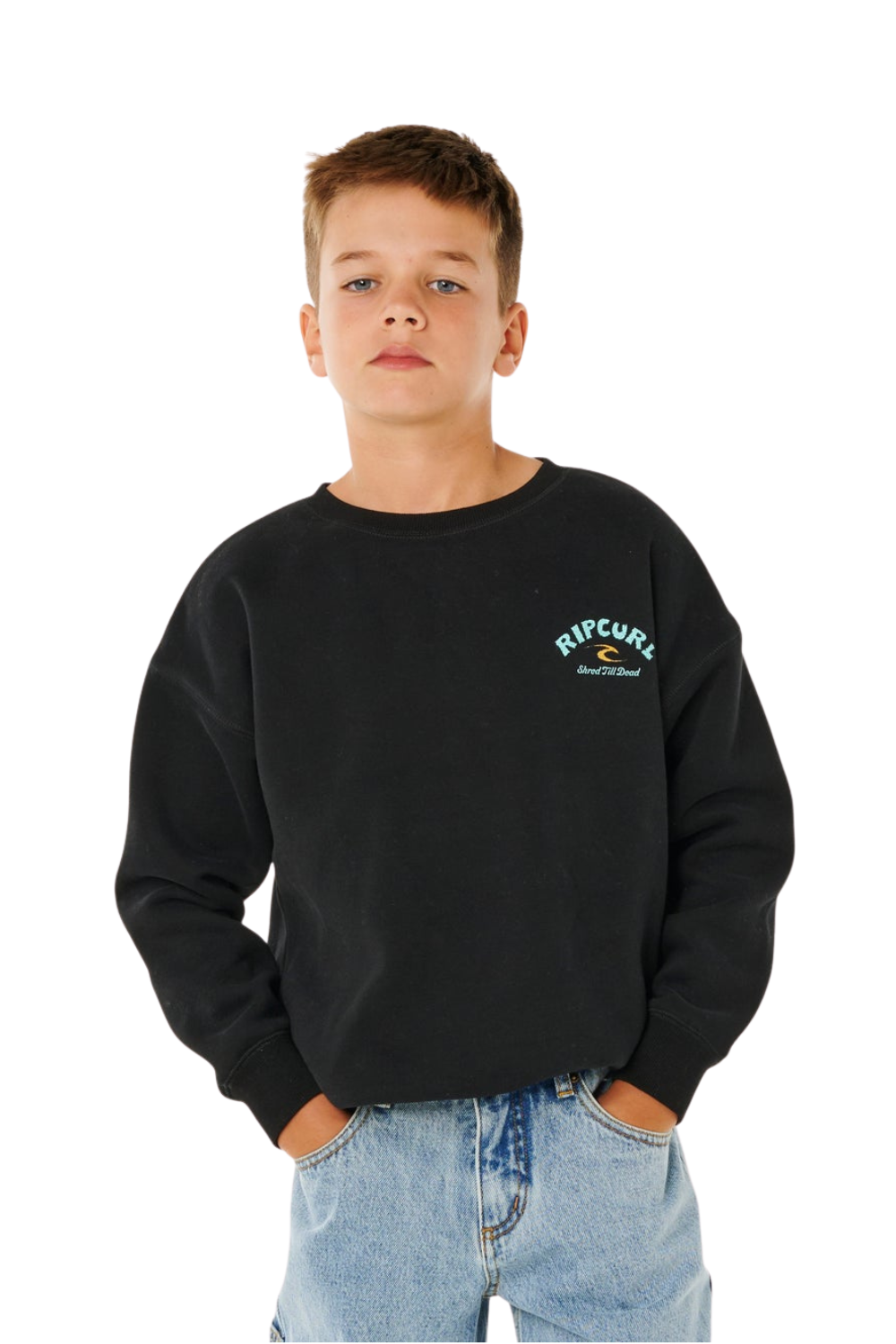 Rip Curl Shred Till Dead Boys Crewneck Sweatshirt Black