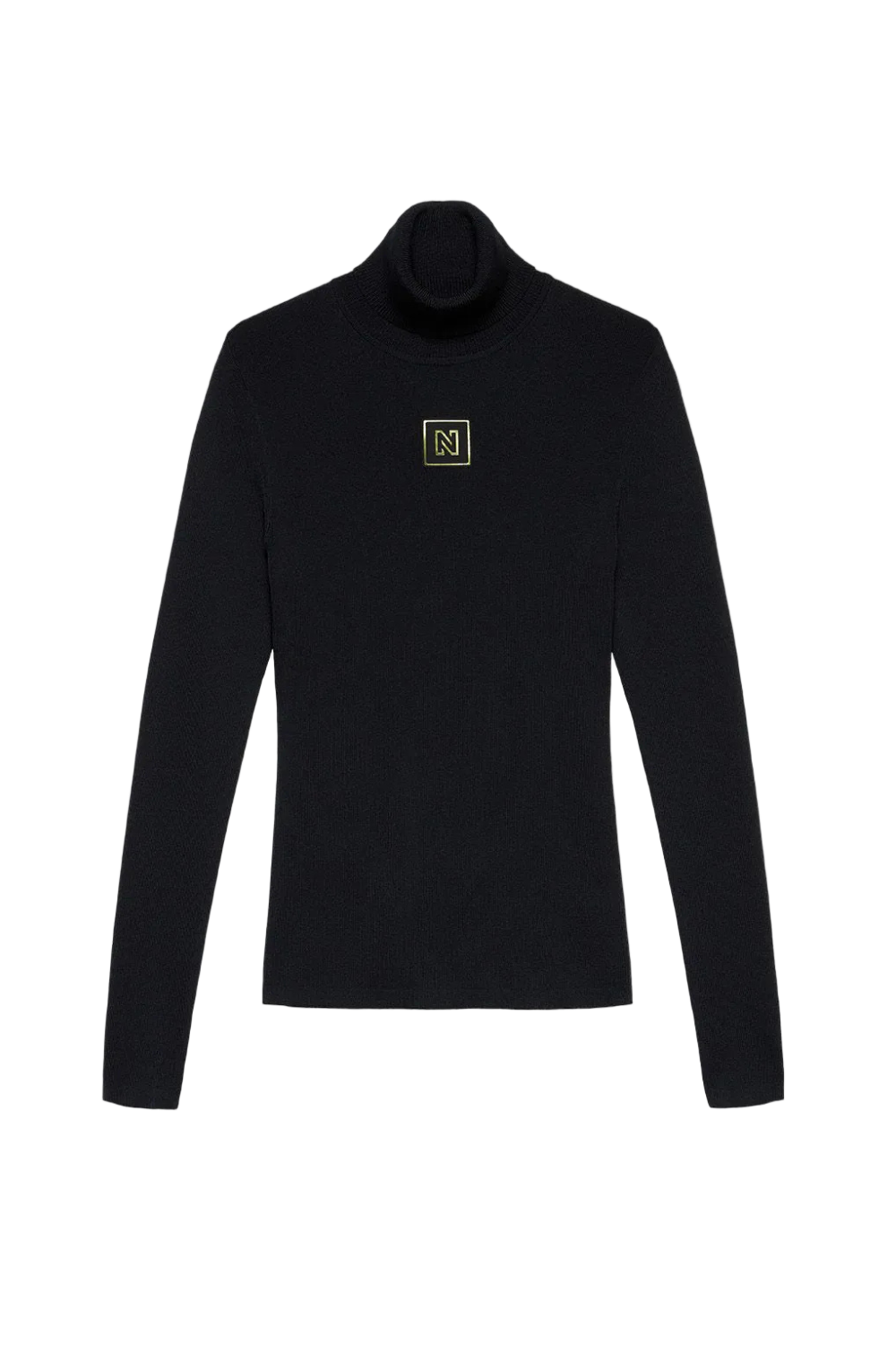 Nikkie Noroton Shiny Turtleneck Base Layer Top Black