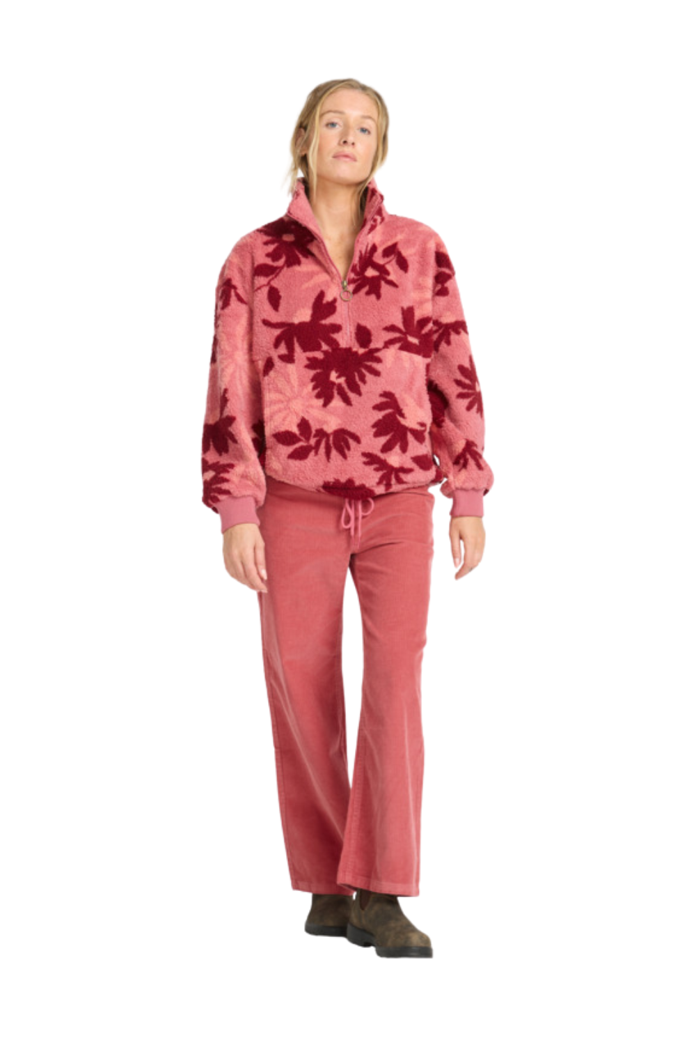 Billabong Time Off Half Zip Polar Fleece Mauve Rose