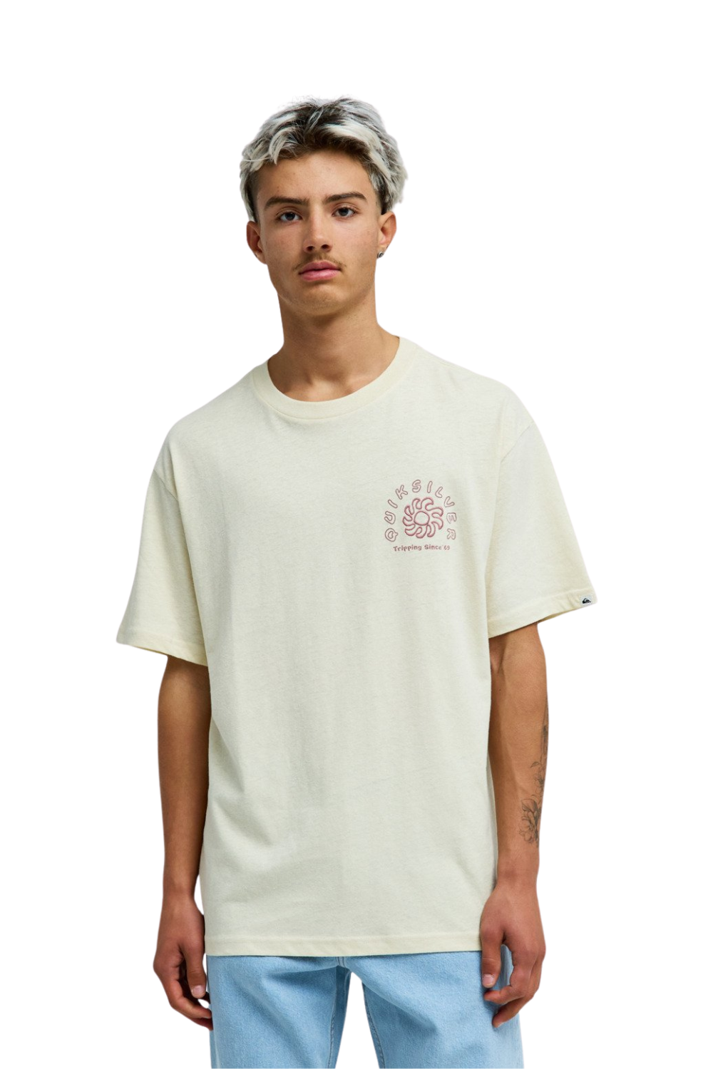 Quiksilver Curve Palm Mens T-Shirt Bone White
