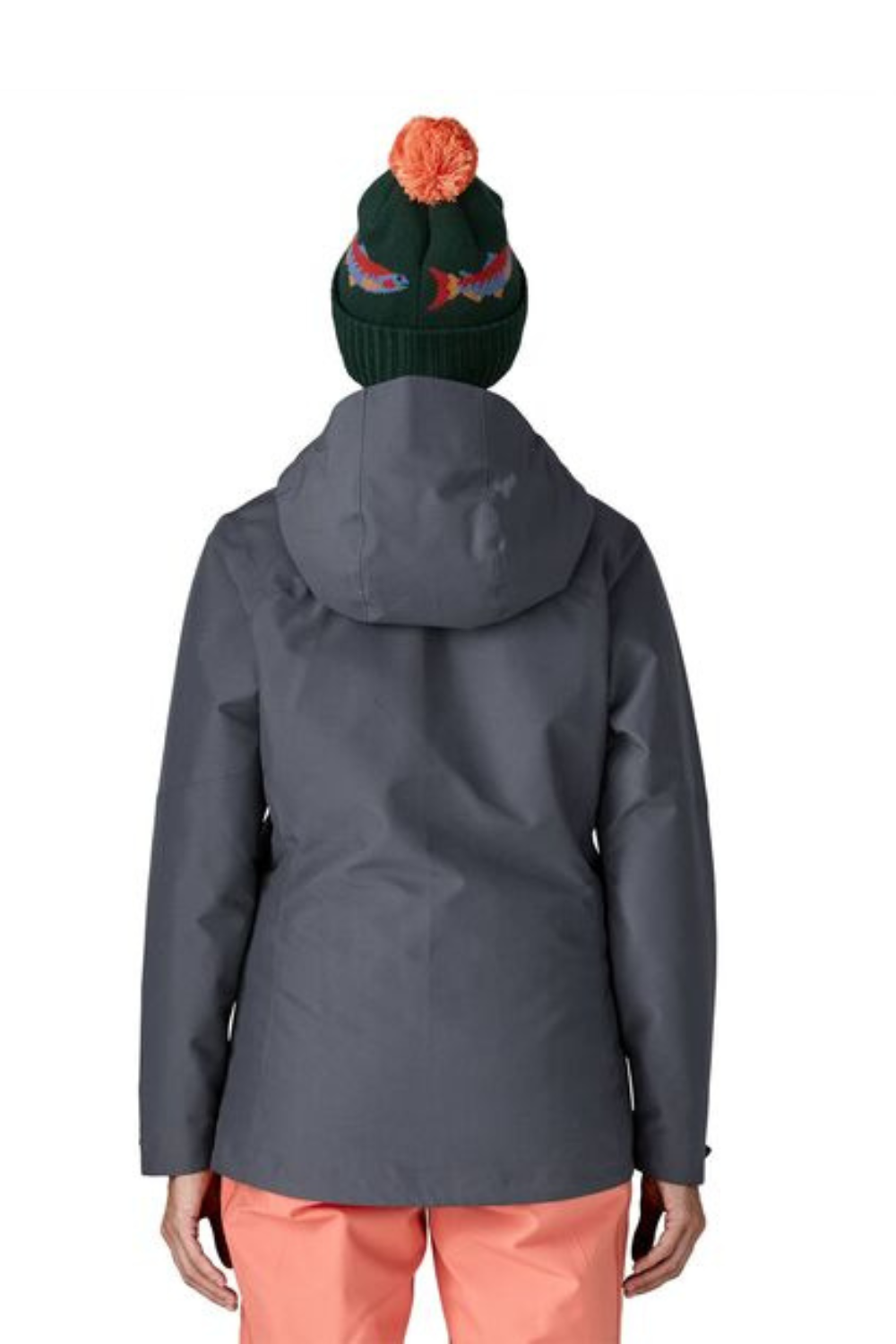 Patagonia Womens Insulated Powder Town Snow Jacket Smolder Blue/Orange Peel