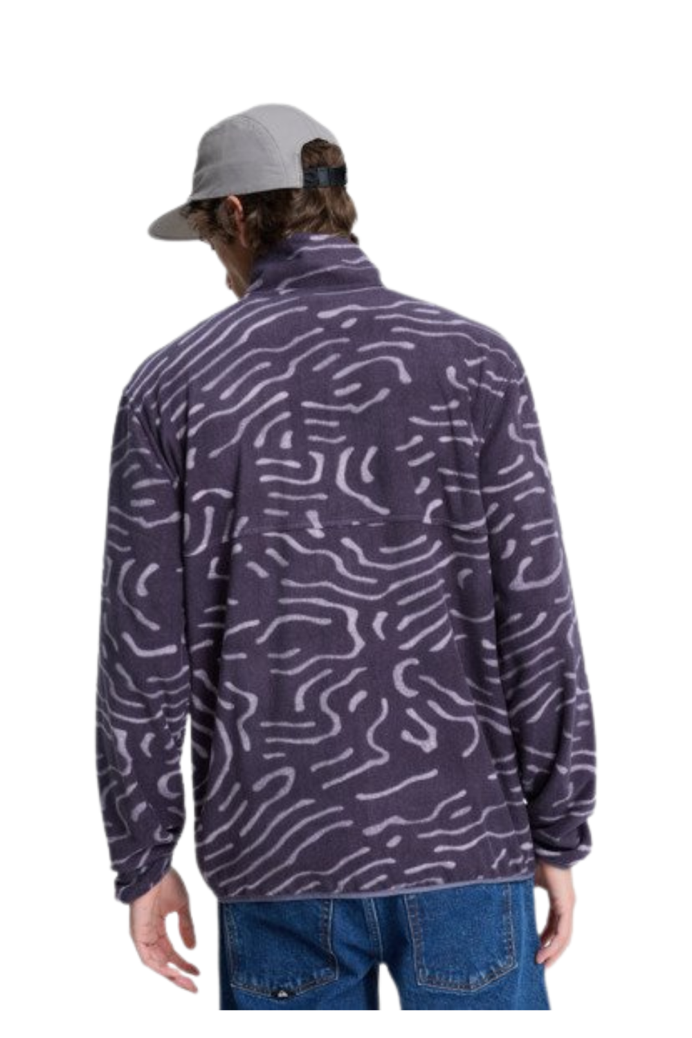 Quiksilver Mens No Destination Full Zip Micro Fleece Graystone Linear Stamp