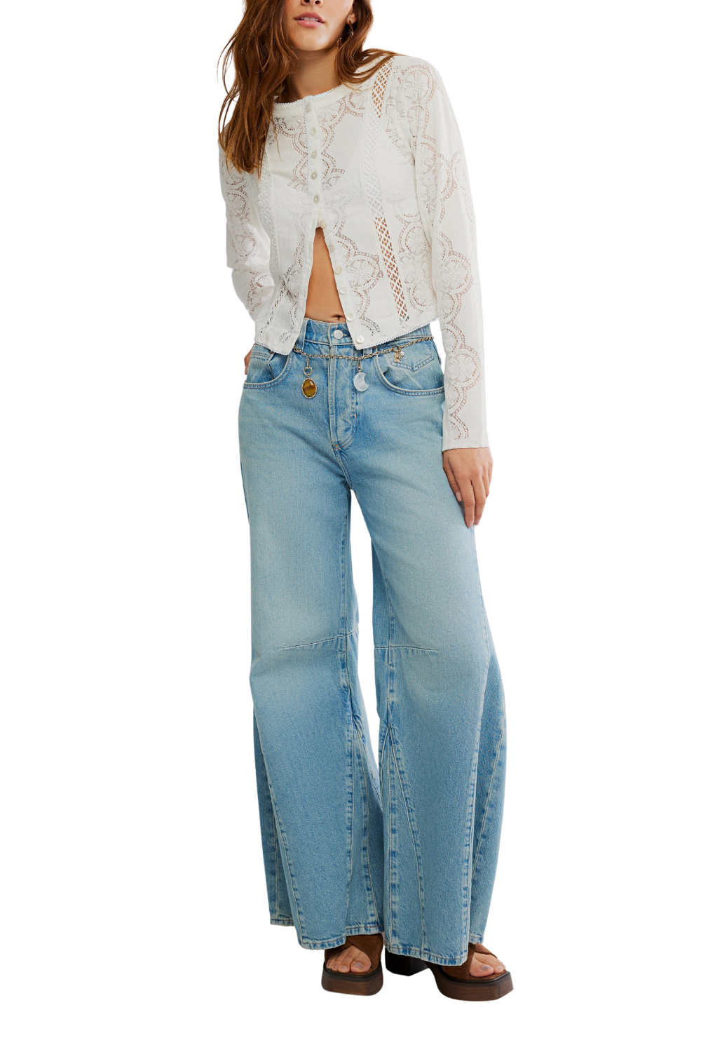 Free People Jae Knit Long Sleeve Cardigan Sugar Swizzle