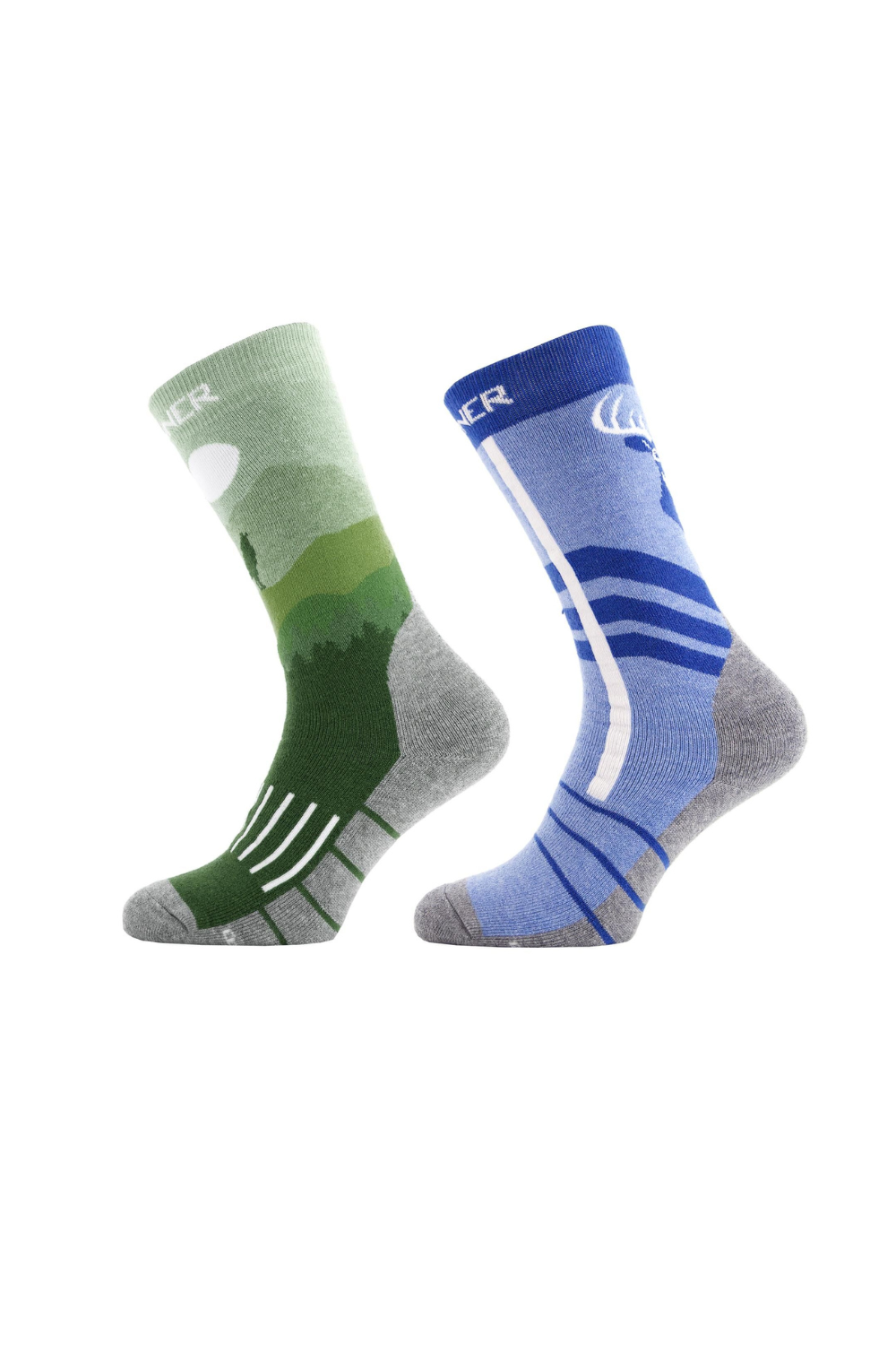 Sinner Kids Wildlife Ski Socks Double Pack Blue/Green