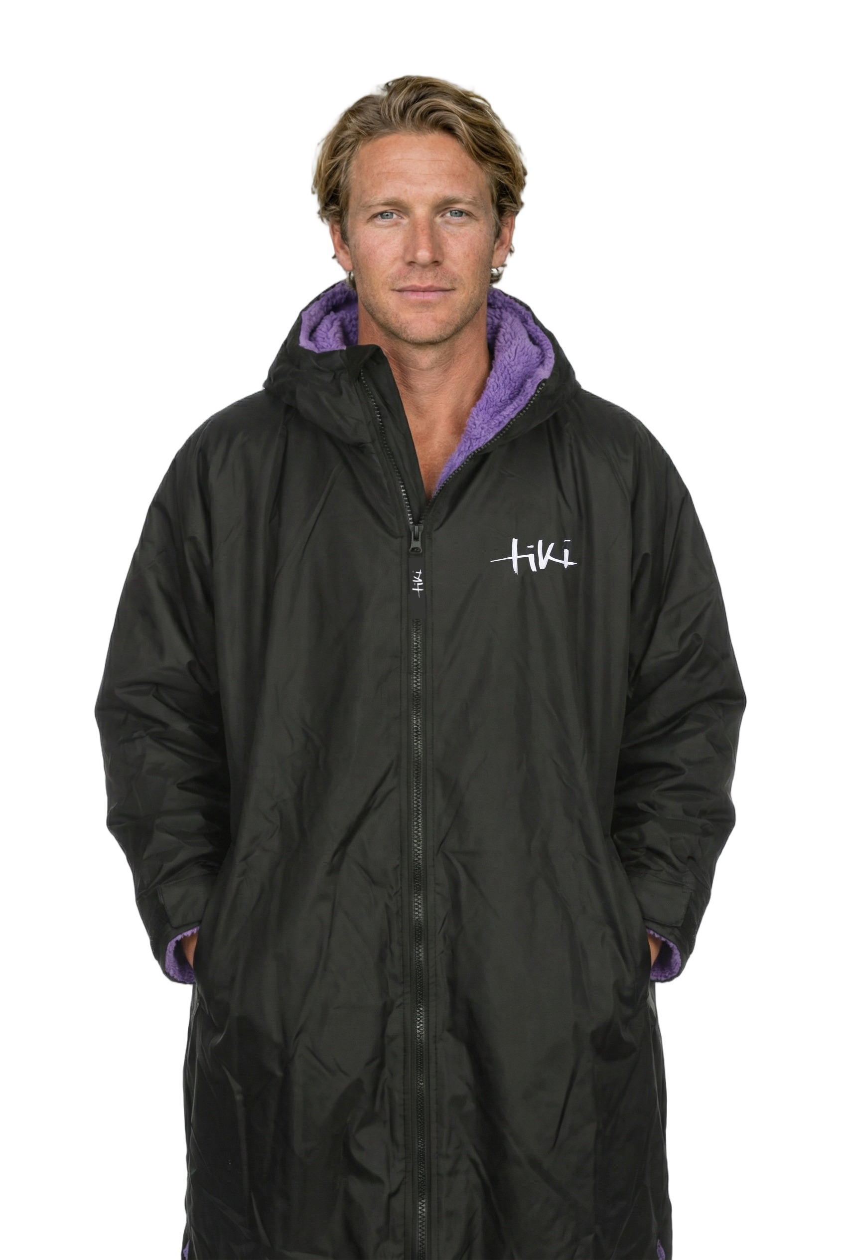 Tiki Tech Robe Black With Lilac Lining