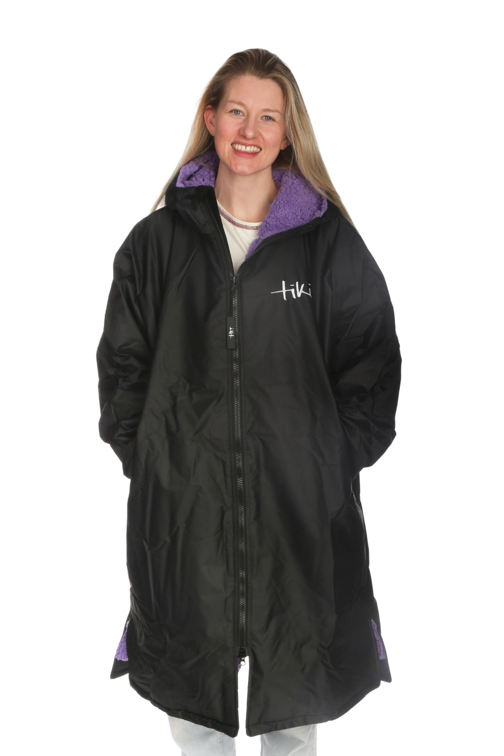 Tiki Tech Robe Black With Lilac Lining
