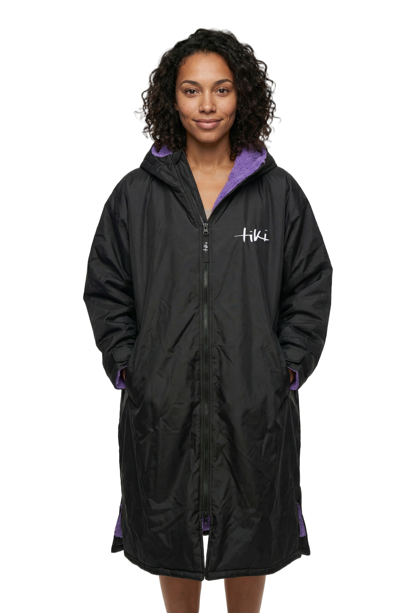 Tiki Tech Robe Black With Lilac Lining