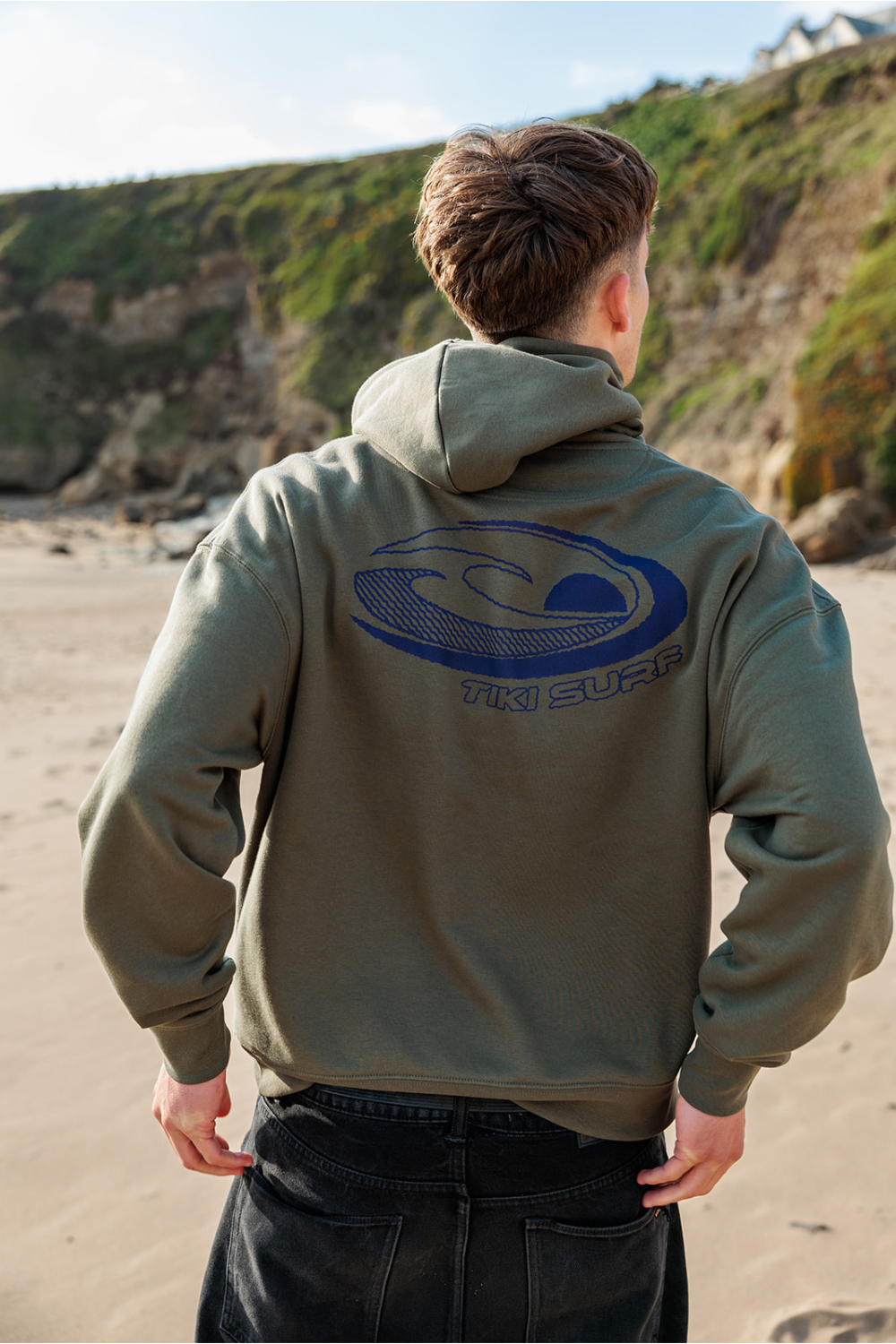 Tiki Last Wave Mens Hoodie Khaki