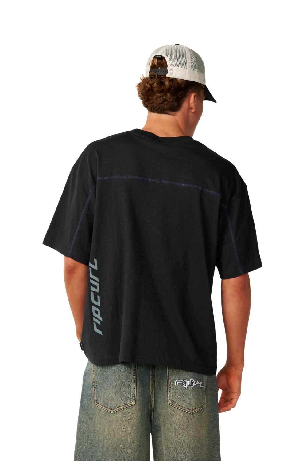 Rip Curl Archive Thrashed Mens Panel T-Shirt Black