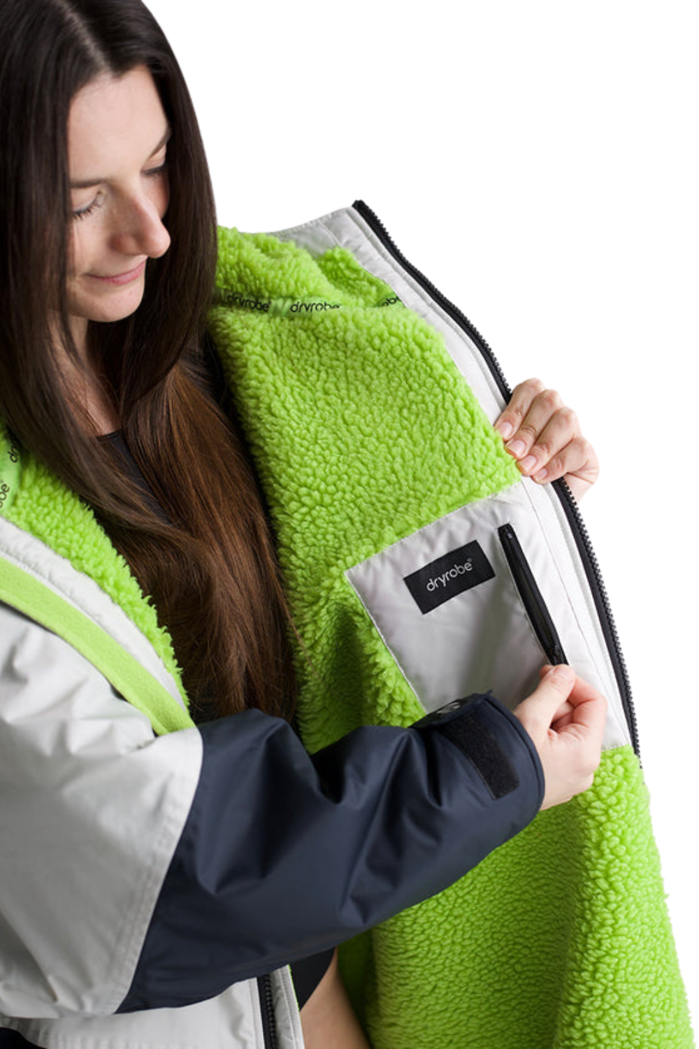 Dryrobe Advance Adults Long Sleeve Changing Robe Anthracite/Lime