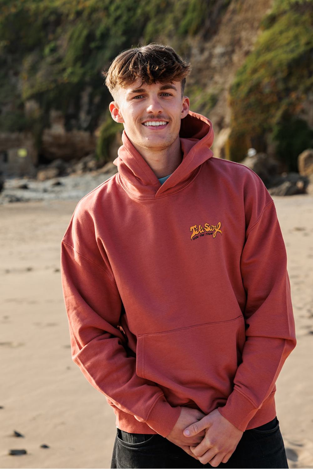 Tiki Surf Tour Mens Hoodie Burnt Orange