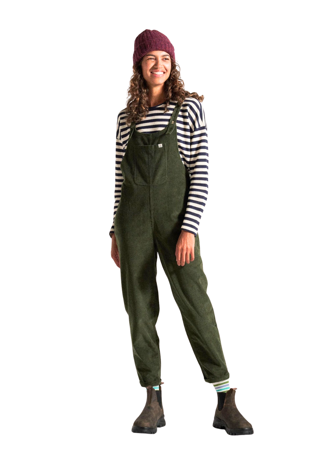 Passenger Meadows Womens Organic Cotton Corduroy Dungarees Fir Tree