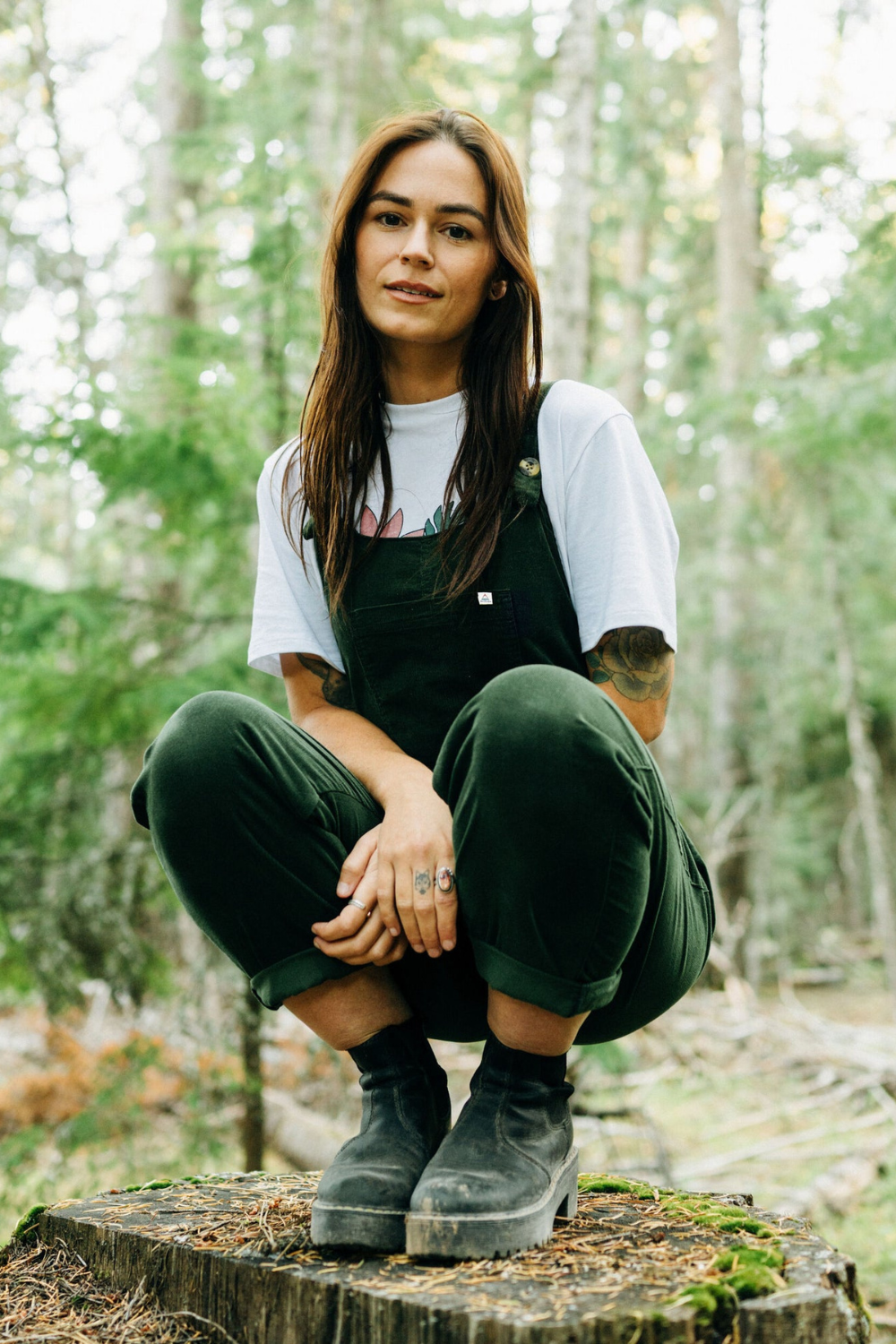 Passenger Meadows Womens Organic Cotton Corduroy Dungarees Fir Tree