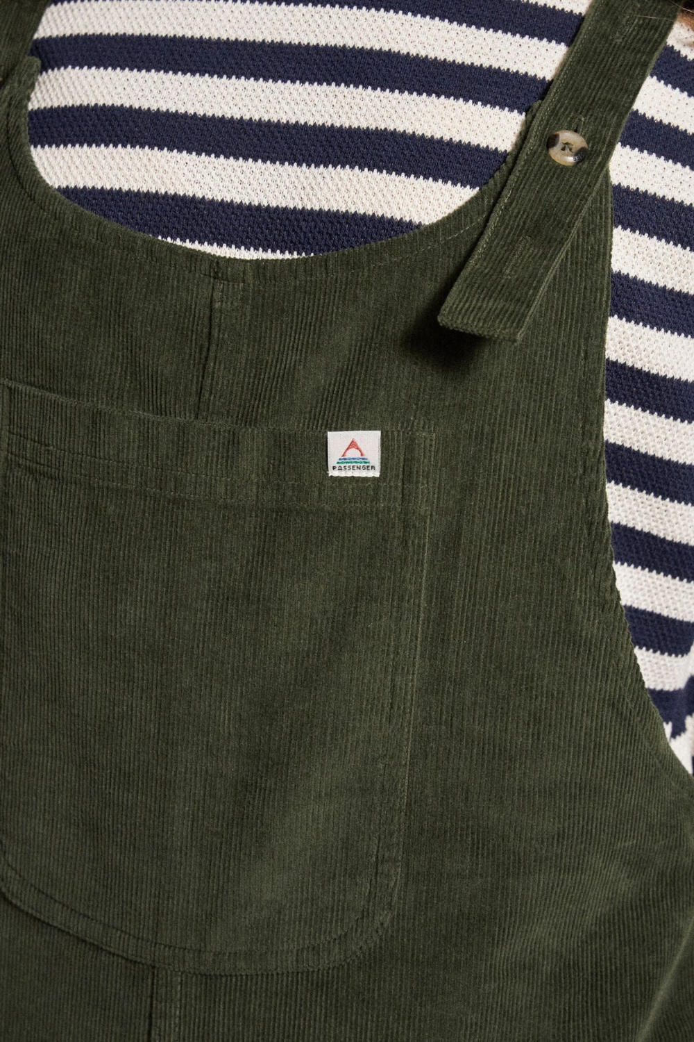 Passenger Meadows Womens Organic Cotton Corduroy Dungarees Fir Tree
