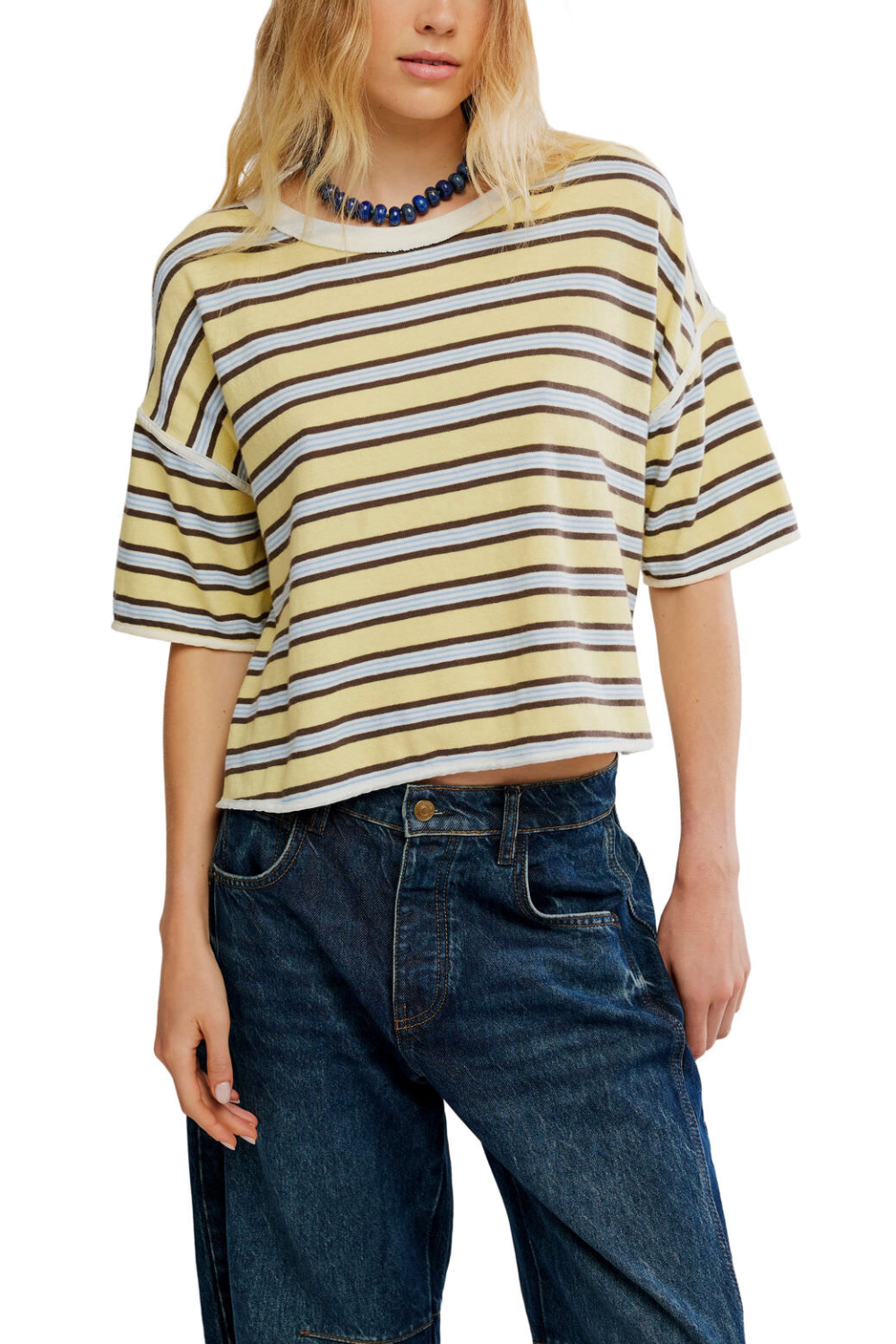 Free People Clean Rugby T-Shirt Yellow Combo