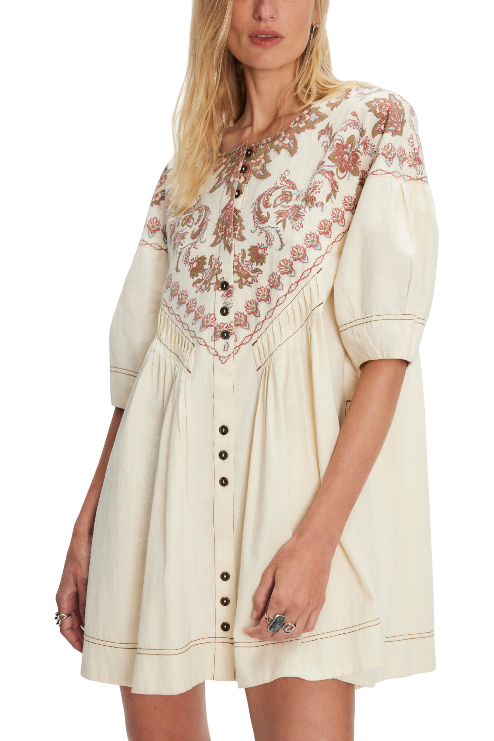 Free People Orson Mini Dress Ivory Combo