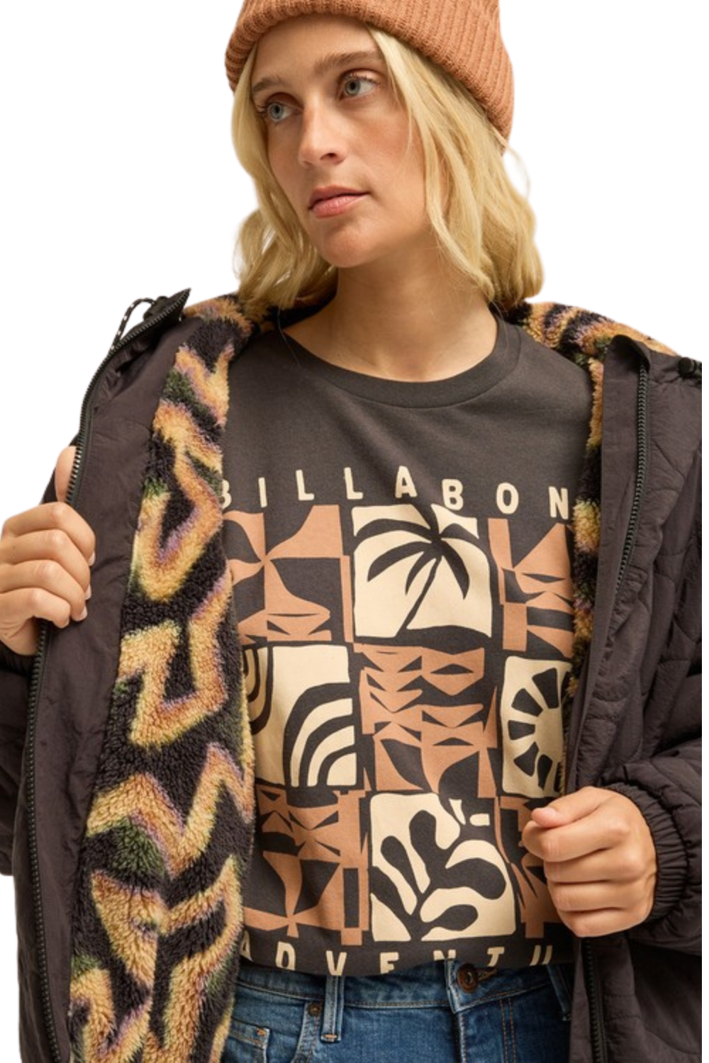 Billabong Fall Camper Womens Puffer Jacket Black Pebble