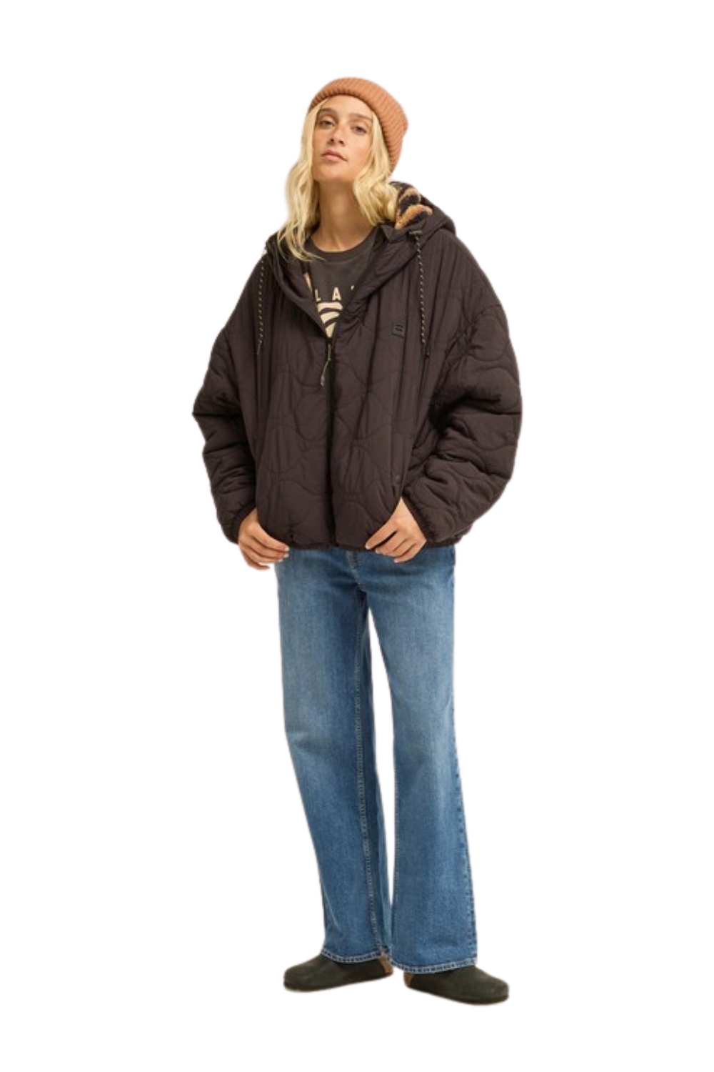 Billabong Fall Camper Womens Puffer Jacket Black Pebble
