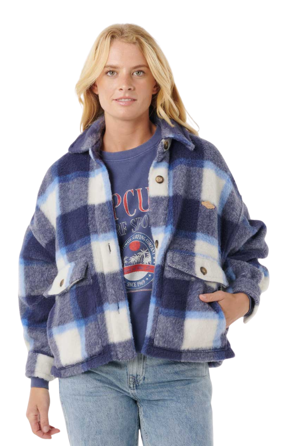 Rip Curl Cala Nights Check Jacket Blue