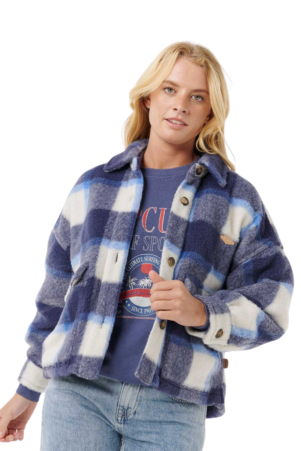 Rip Curl Cala Nights Check Jacket Blue