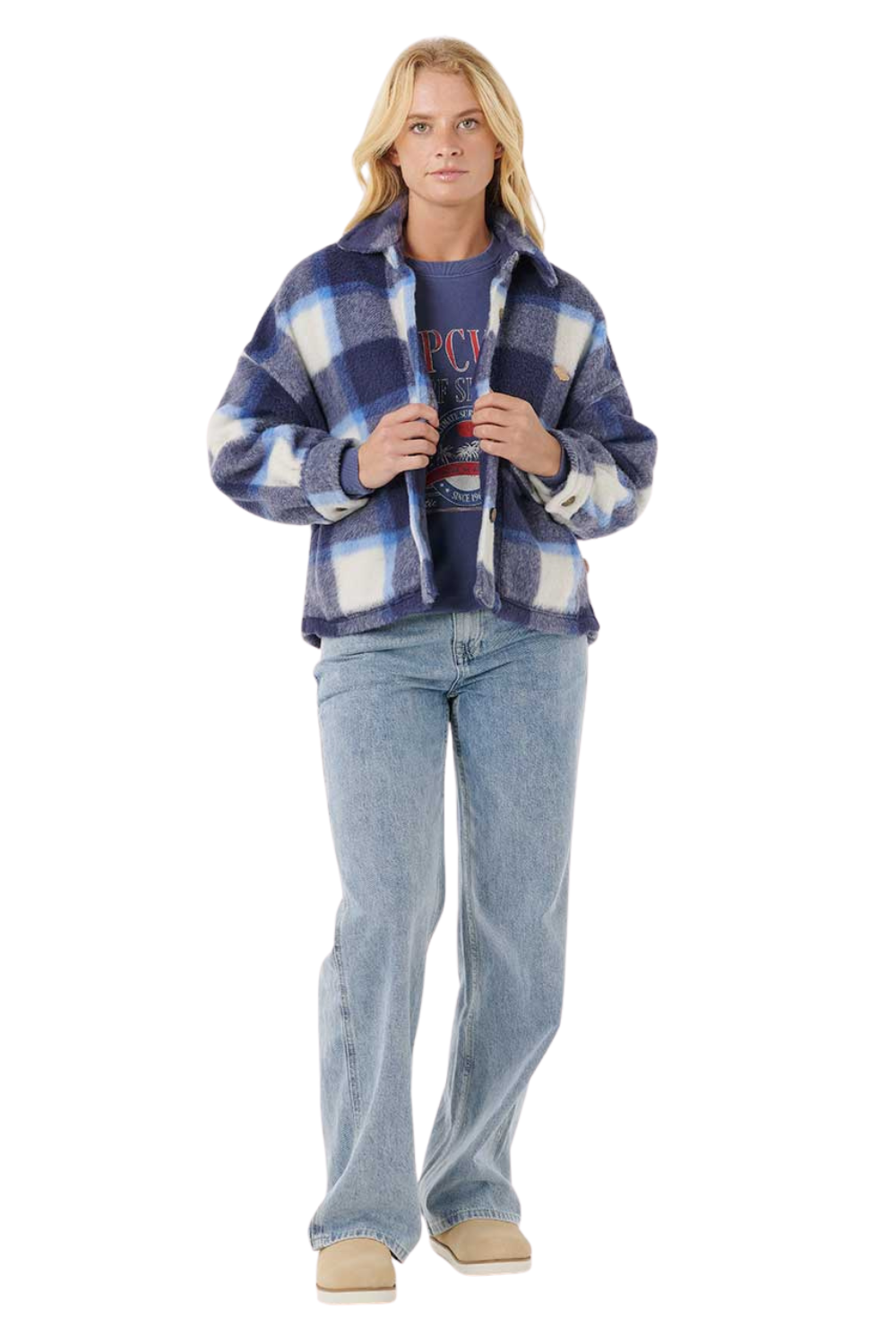 Rip Curl Cala Nights Check Jacket Blue
